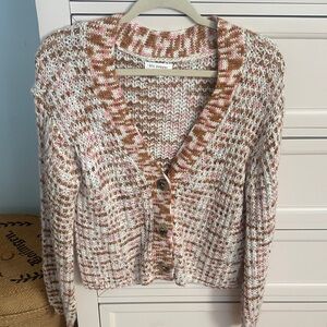 Like new Blu Pepper Women's Pink and Brown Knit Cardigan